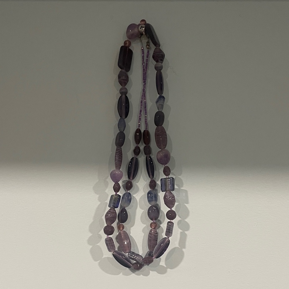Elegant Purple Glass Beaded Women's Necklace